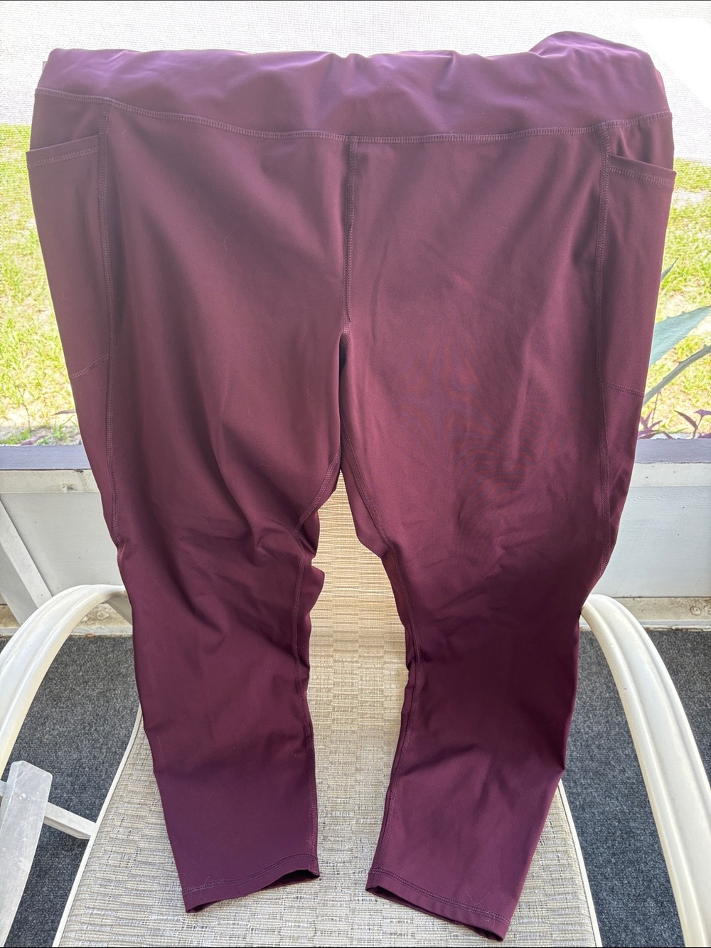 RBX Burgundy High-Waist Leggings with Side Pockets - Picture 1 of 7